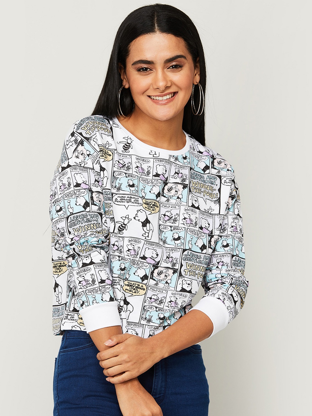 

Ginger by Lifestyle Women White Printed Sweatshirt