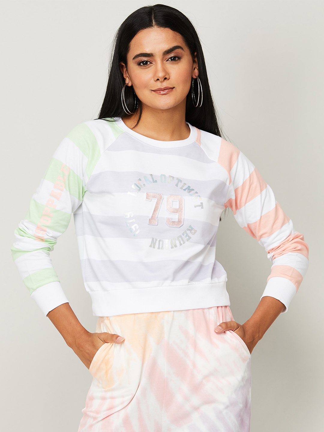 

Ginger by Lifestyle Women White Printed Sweatshirt