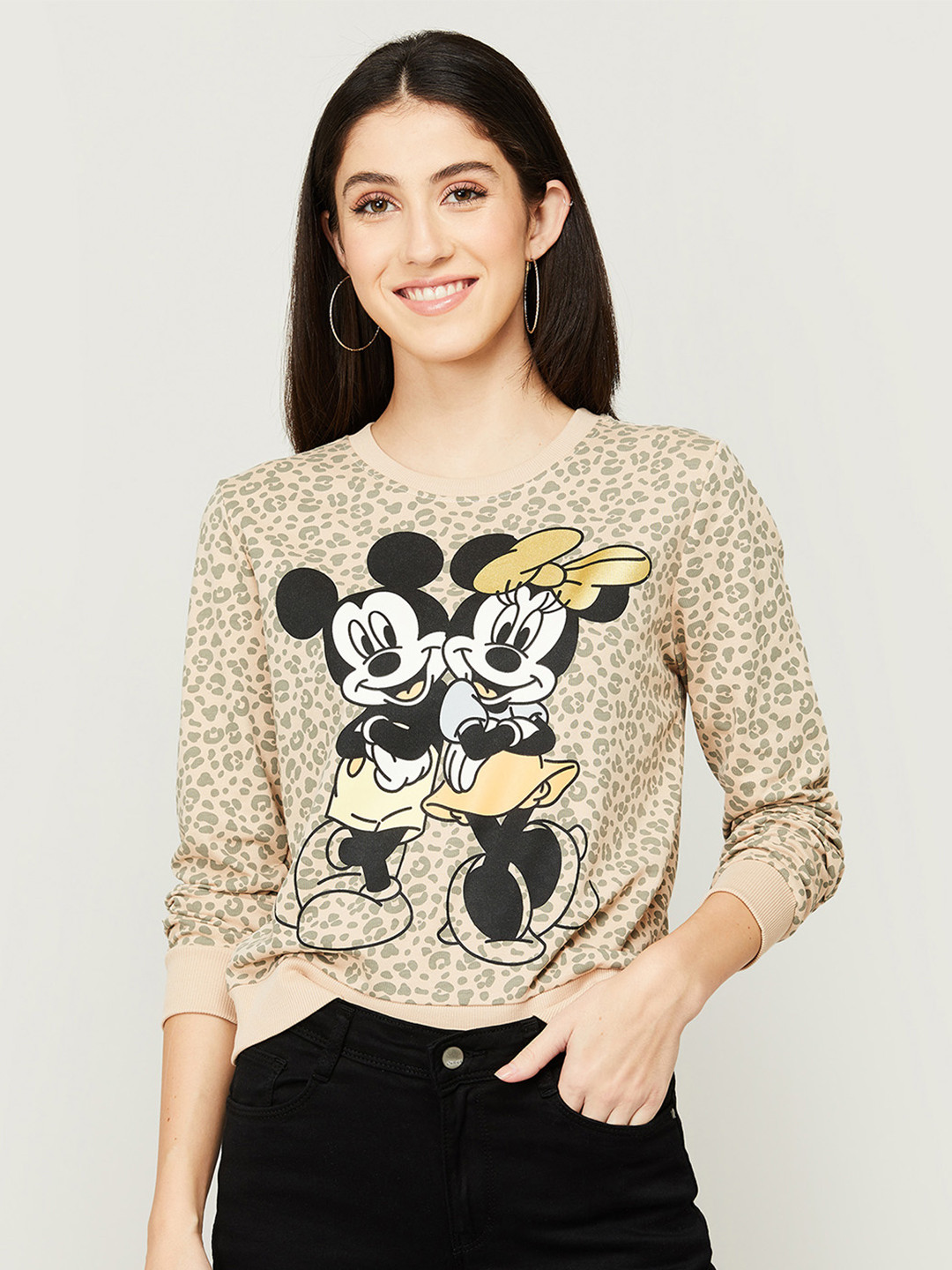 

Ginger by Lifestyle Women Beige Printed Sweatshirt