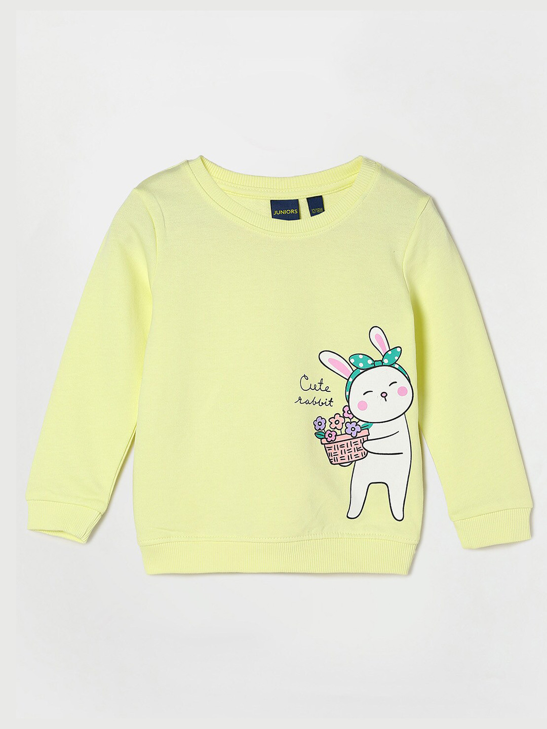 

Juniors by Lifestyle Girls Yellow Graphic Printed Cotton Sweatshirt