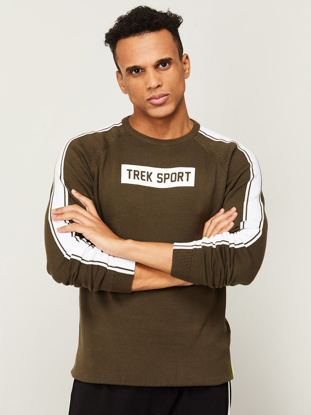 

Kappa Men Olive Green Cotton Colourblocked Sweatshirt