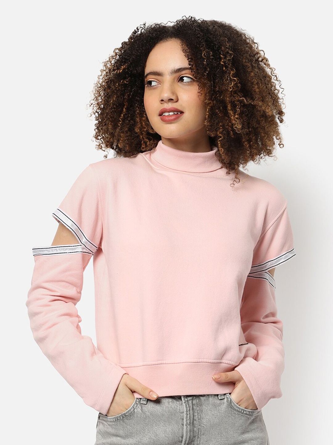 

Campus Sutra Women Pink Cotton Sweatshirt
