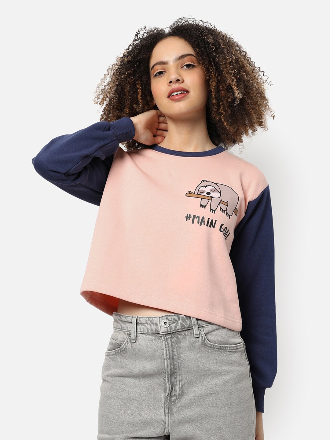 

Campus Sutra Women Pink Printed Sweatshirt