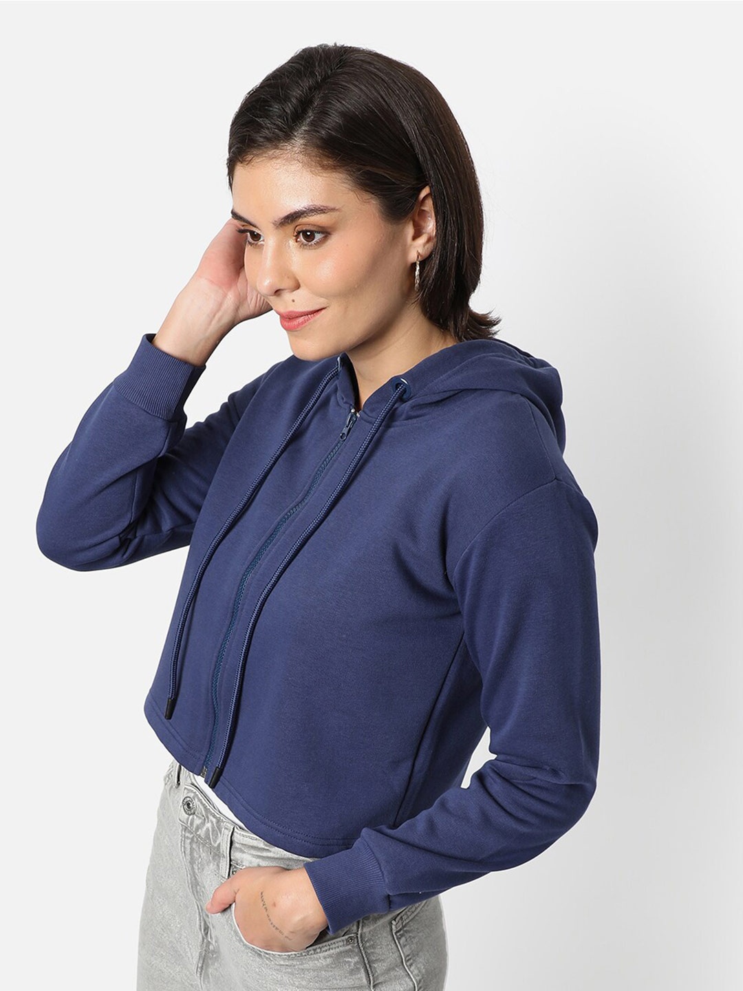 

Campus Sutra Women Blue Hooded Sweatshirt