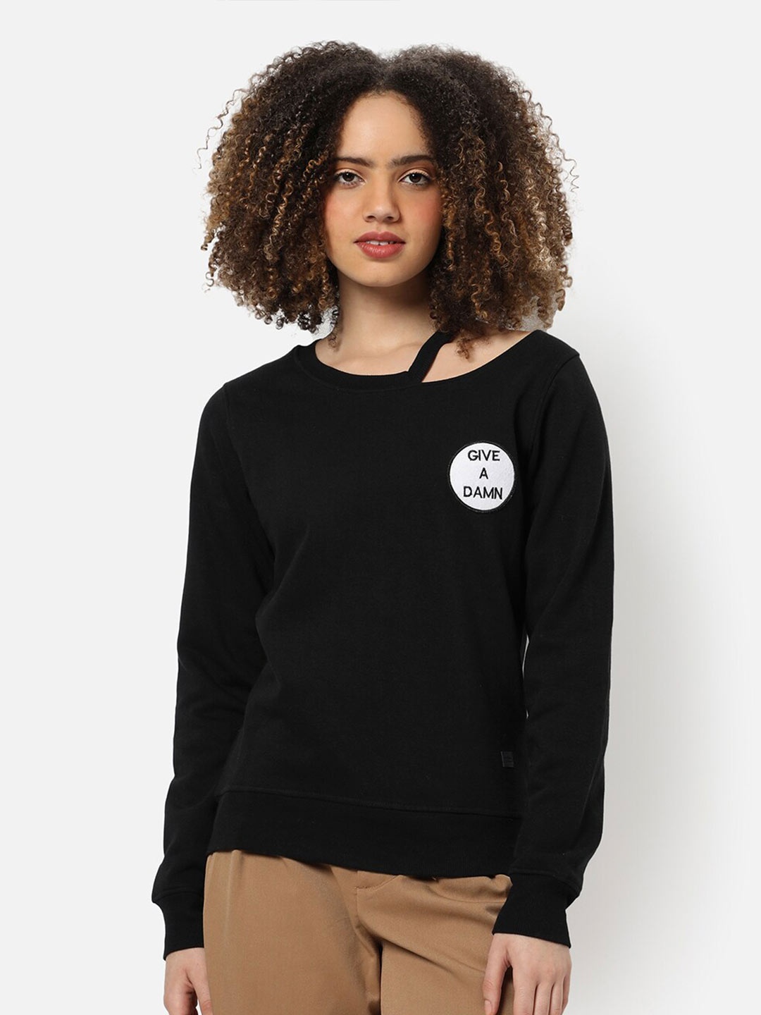 

Campus Sutra Women Black Sweatshirt