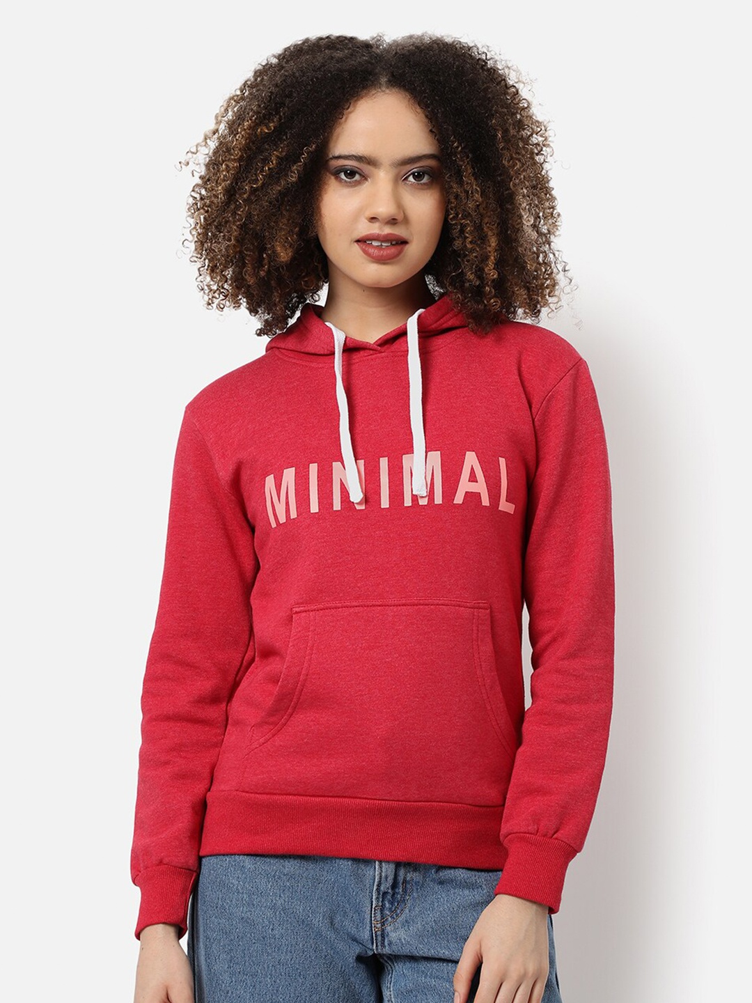 

Campus Sutra Women Red Printed Hooded Sweatshirt