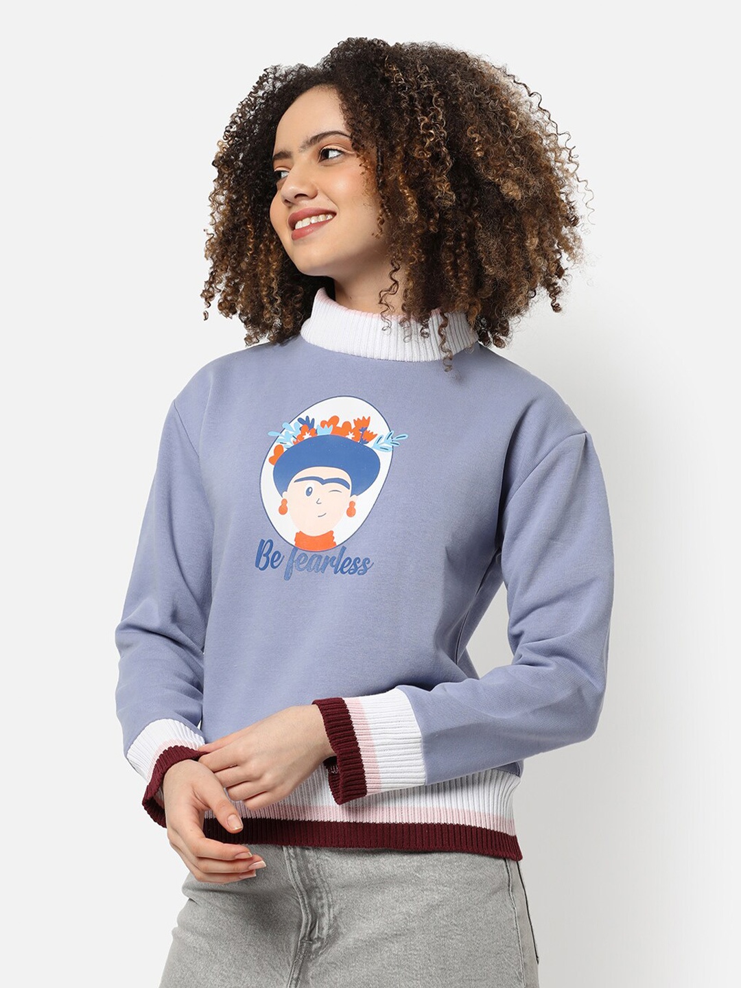

Campus Sutra Women Lavender Printed Sweatshirt