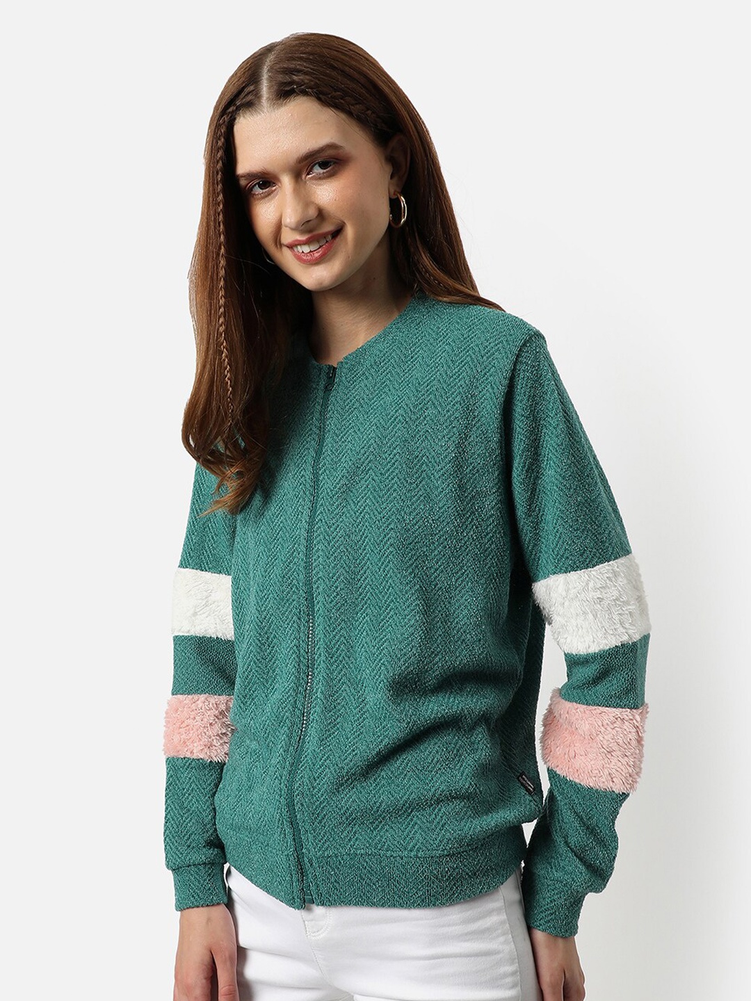 

Campus Sutra Women Teal Printed Sweatshirt