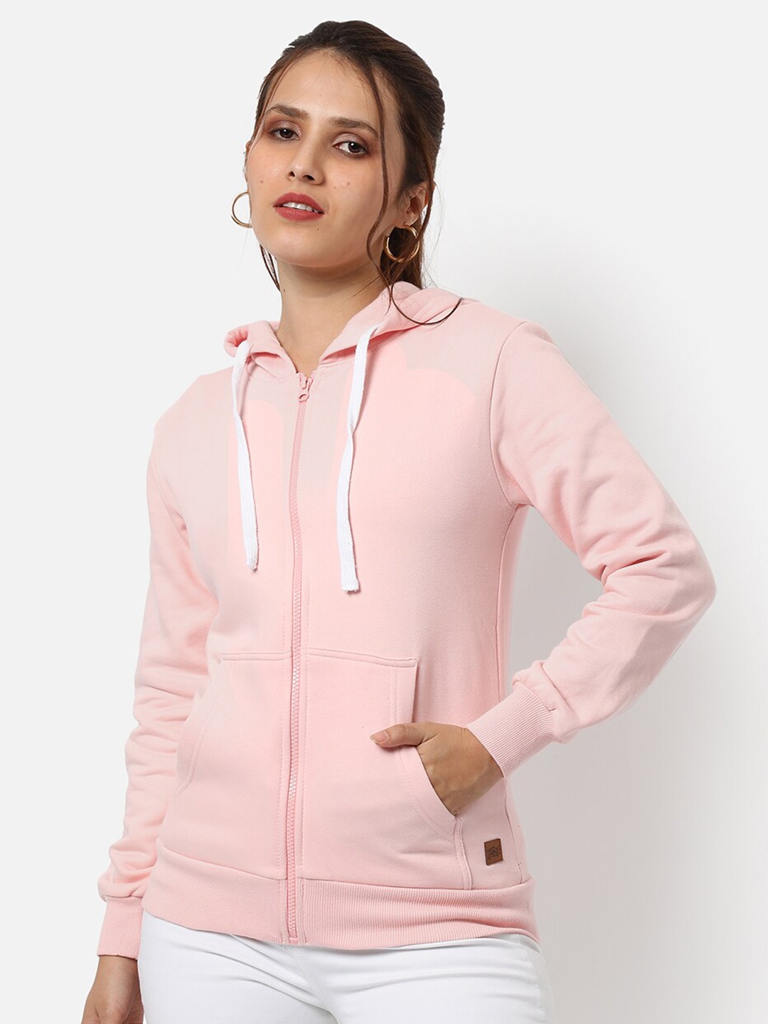 

Campus Sutra Women Pink Hooded Cotton Sweatshirt