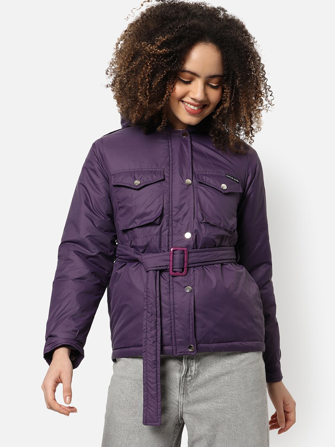 

Campus Sutra Women Purple Windcheater Outdoor Bomber Jacket