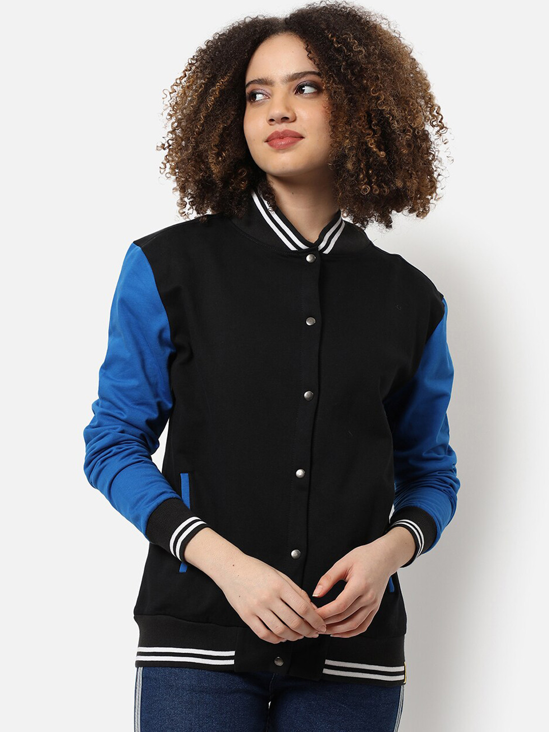 

Campus Sutra Women Black Windcheater Outdoor Bomber Jacket