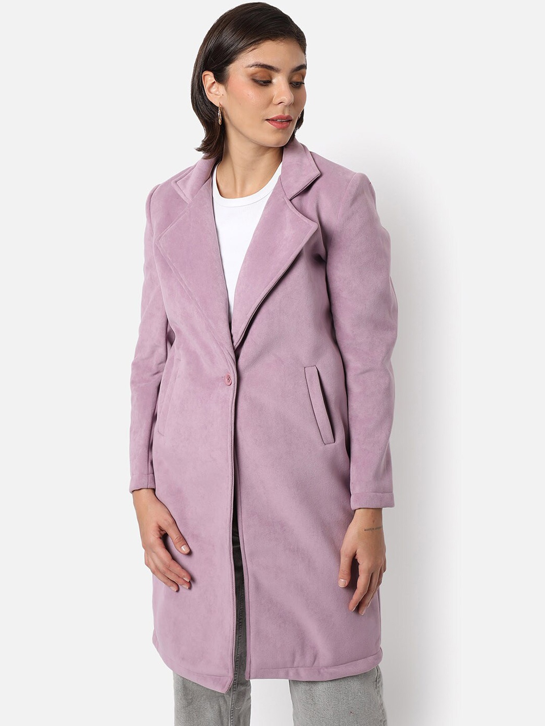 

Campus Sutra Women Purple Solid Overcoat, Lavender