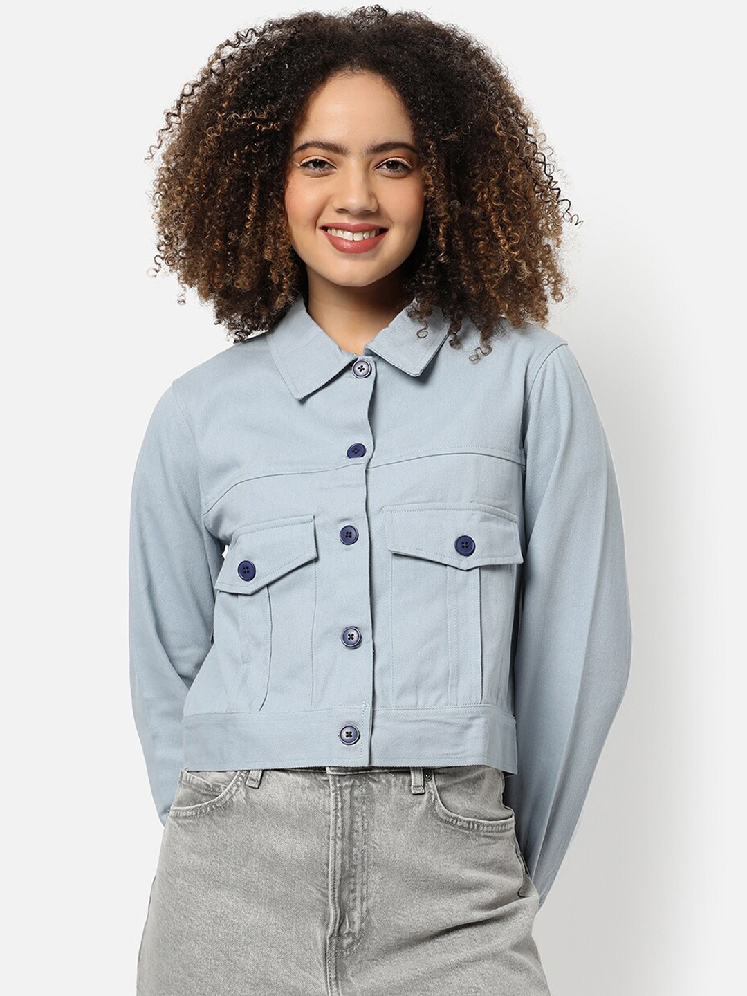 

Campus Sutra Women Blue Windcheater Outdoor Tailored Jacket