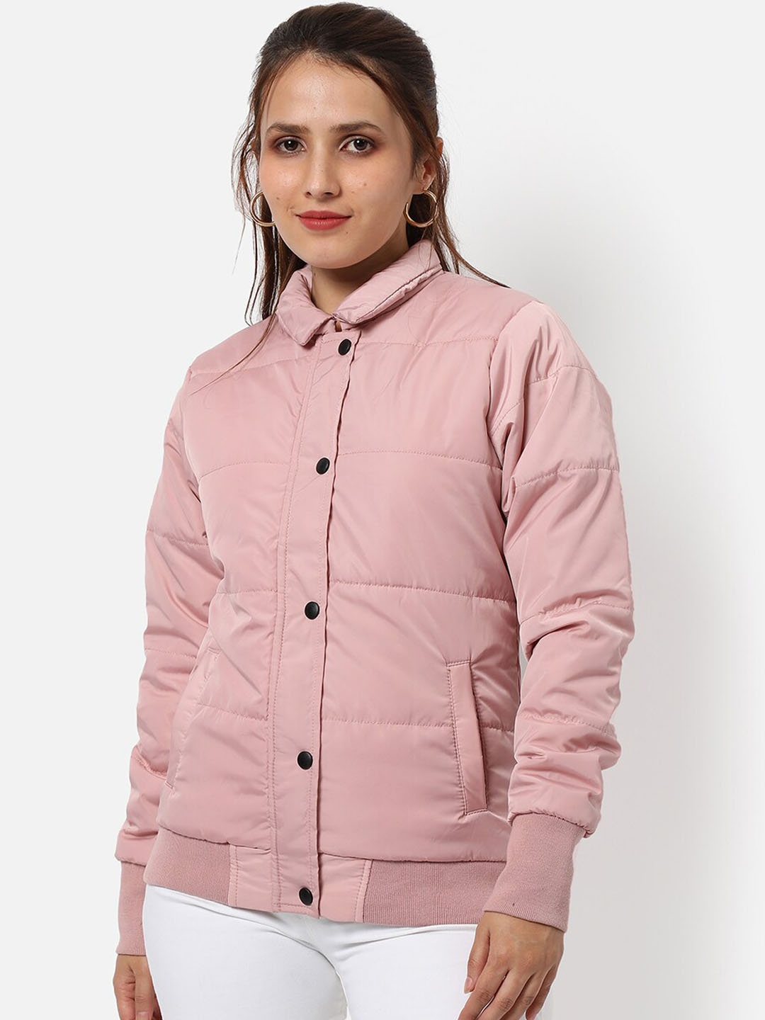 

Campus Sutra Women Pink Windcheater Outdoor Puffer Jacket