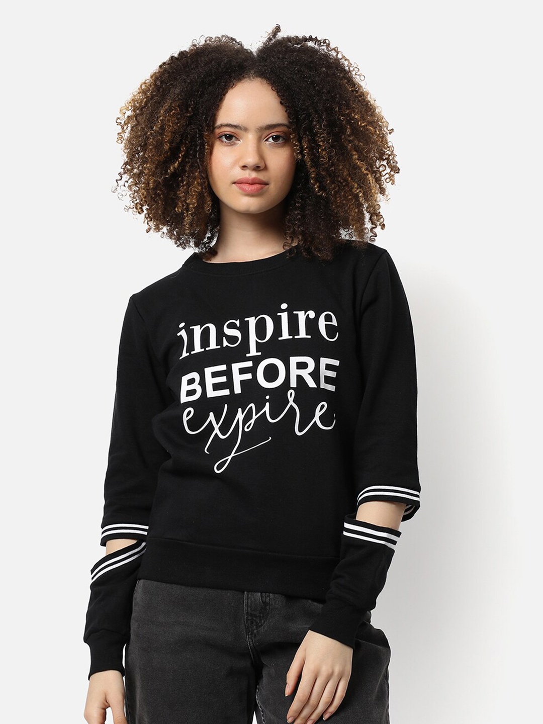 

Campus Sutra Women Black Printed Sweatshirt