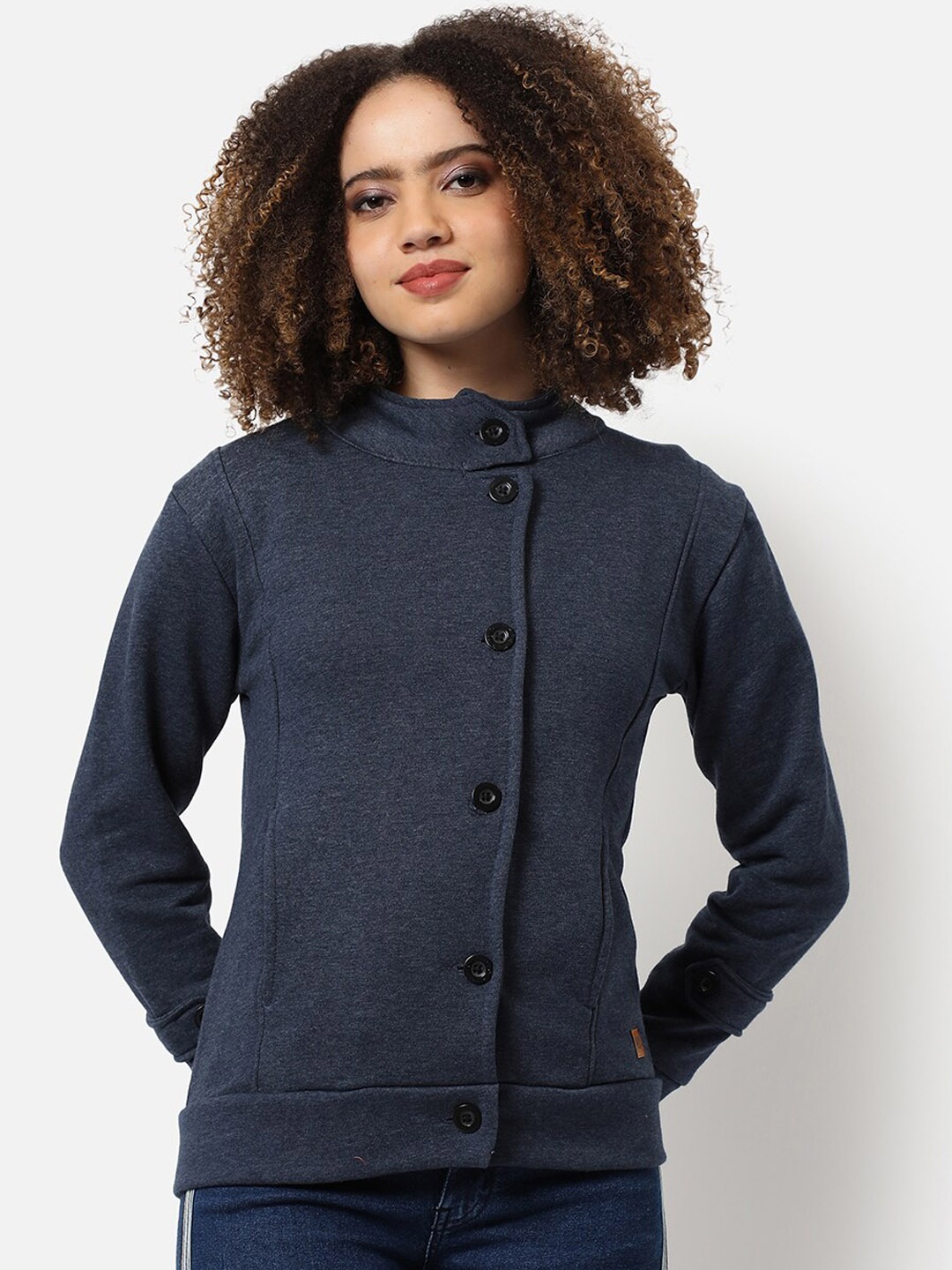 

Campus Sutra Women Blue Washed Windcheater Outdoor Tailored Jacket