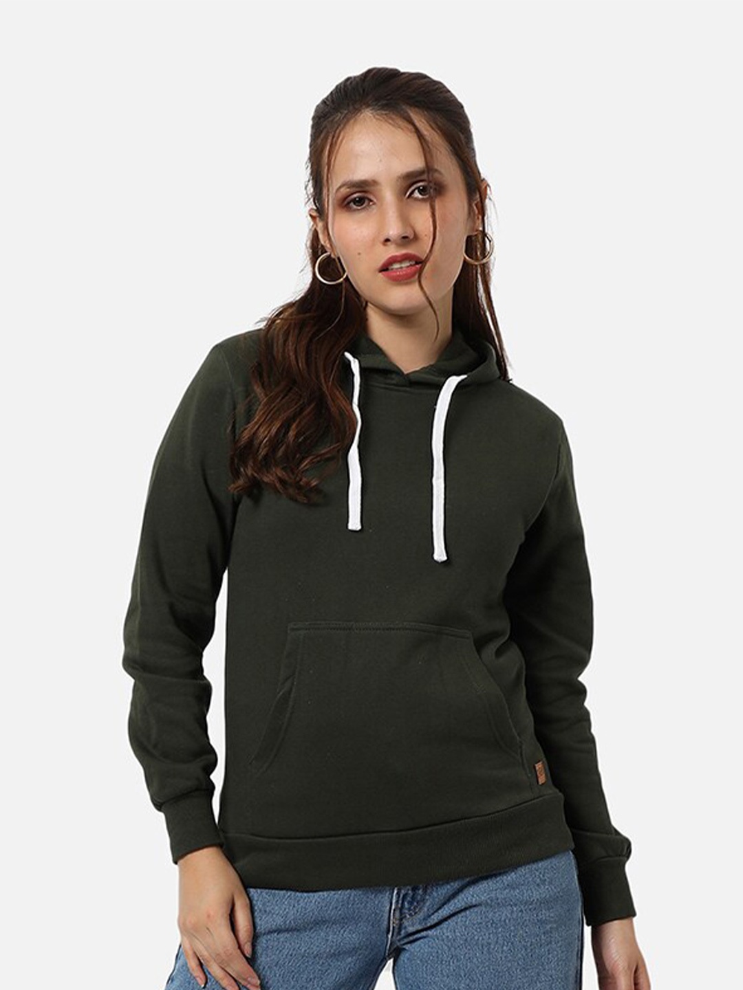 

Campus Sutra Women Green Hooded Sweatshirt