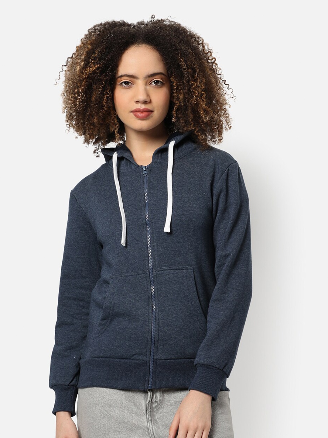 

Campus Sutra Women Blue Hooded Cotton Sweatshirt