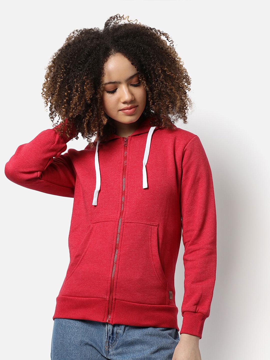 

Campus Sutra Women Maroon Hooded Sweatshirt