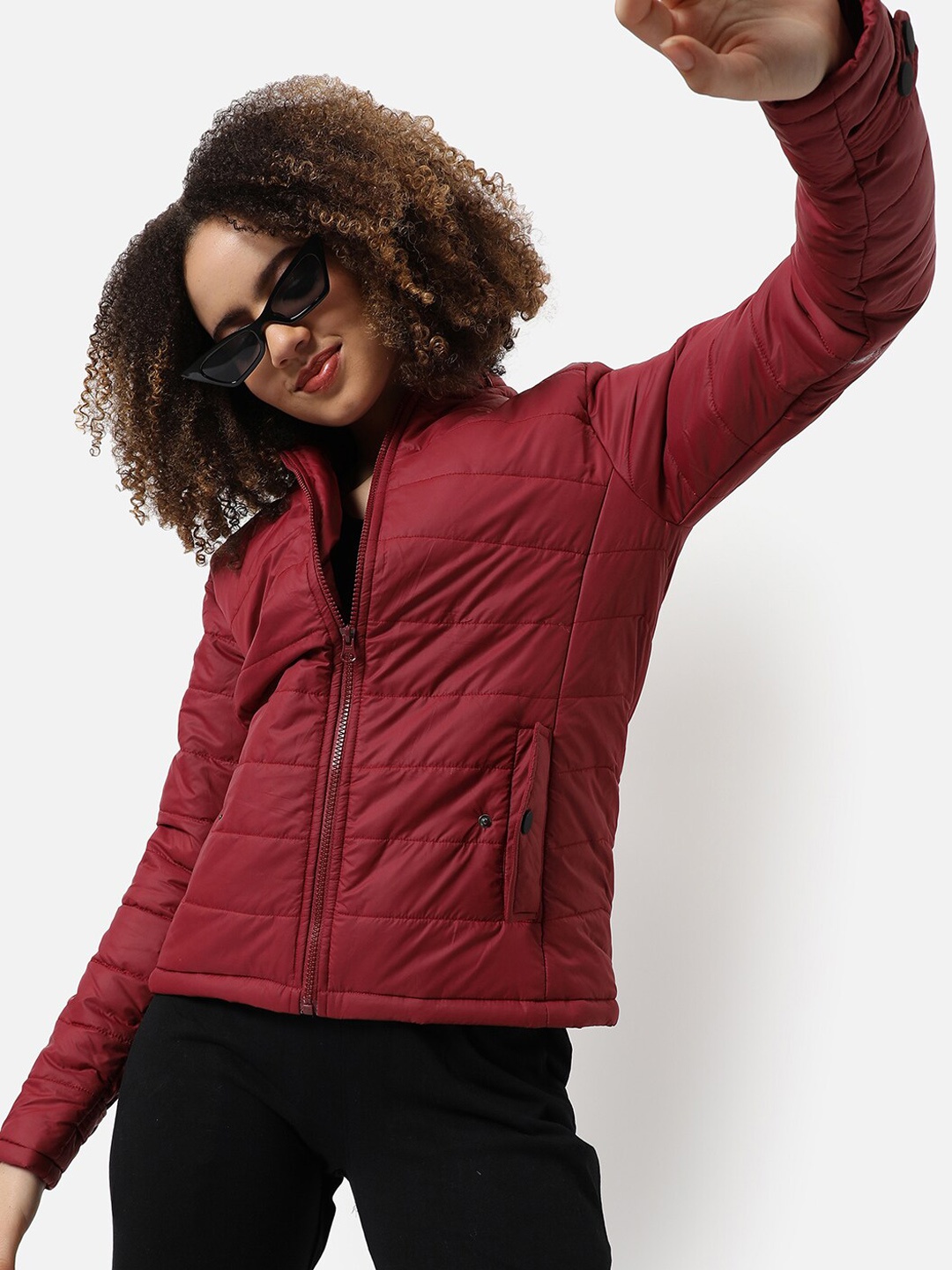 

Campus Sutra Women Maroon Outdoor Bomber Jacket