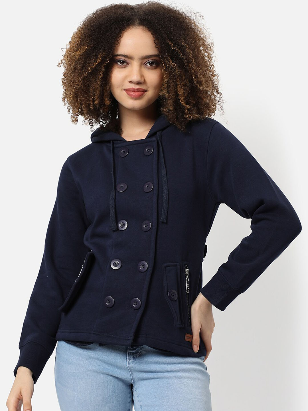 

Campus Sutra Women Navy Blue Windcheater Outdoor Tailored Jacket