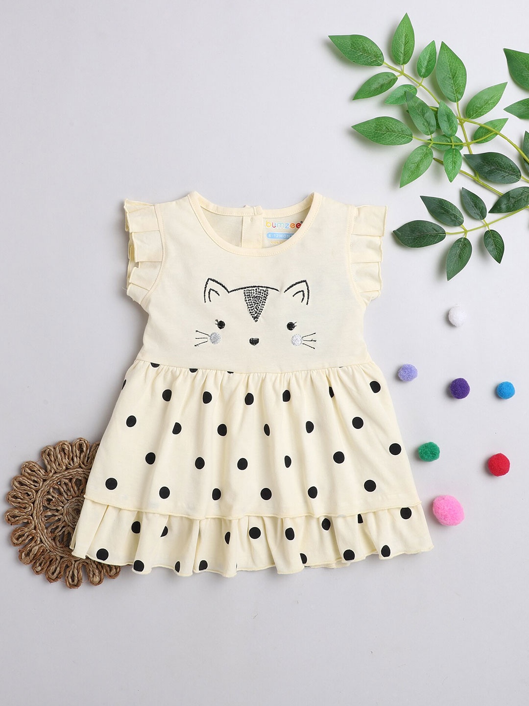 

BUMZEE Girls Cream-Coloured Fit n Flare Dress