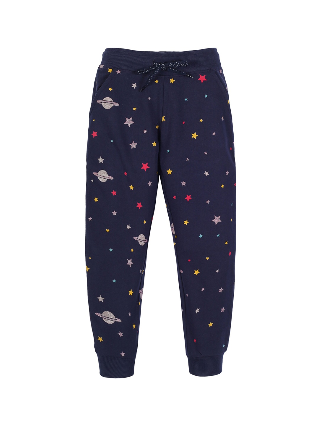 

PLUM TREE Girls Navy Blue Conversational Print Pure Cotton Joggers