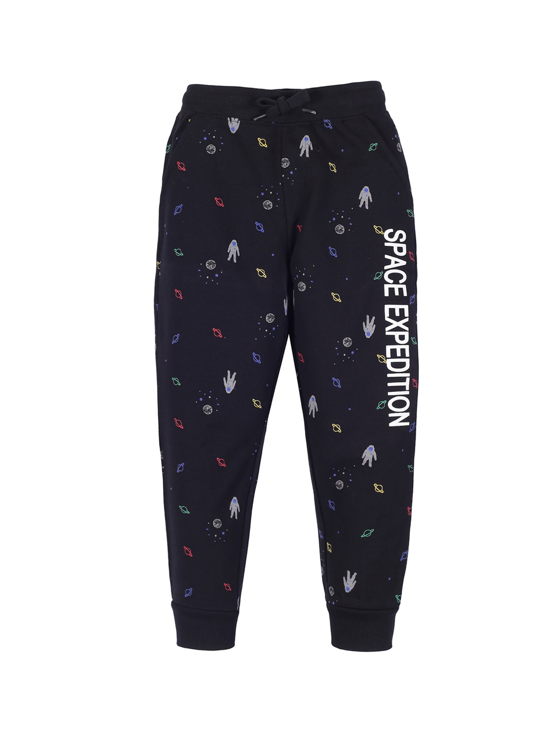 

PLUM TREE Boys Black Printed Pure Cotton Joggers