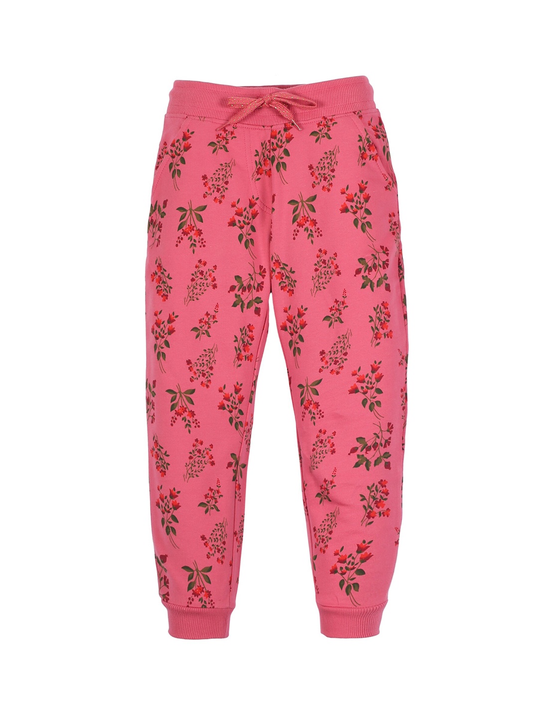 

PLUM TREE Girls Pink Printed Pure Cotton Joggers