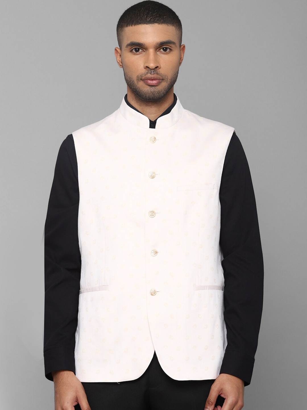 

Allen Solly Men Cream Woven Design Nehru Jackets