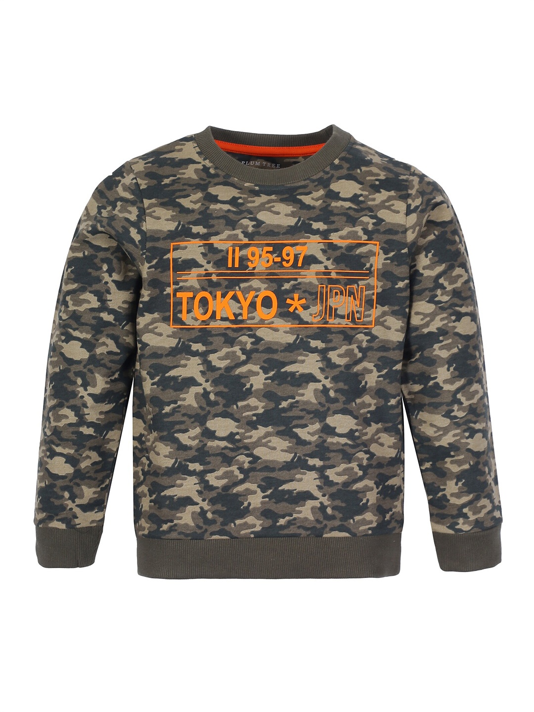 

PLUM TREE Boys Olive Green Camouflage Printed Sweatshirt