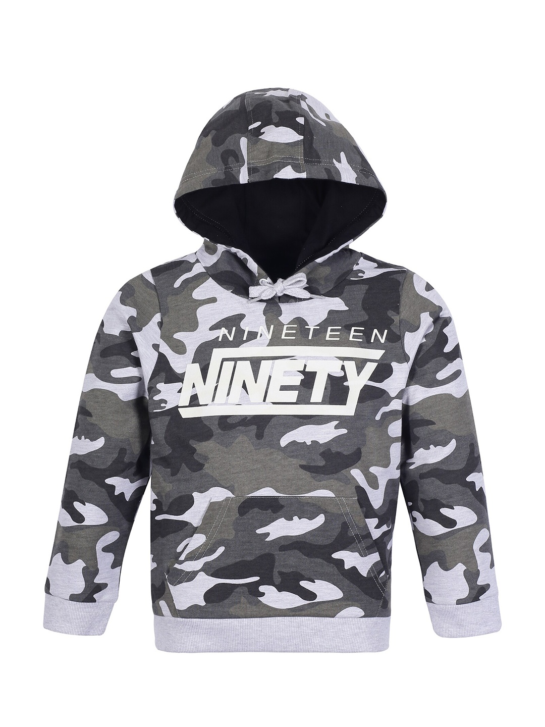 

PLUM TREE Boys Green Printed Cotton Hooded Sweatshirt