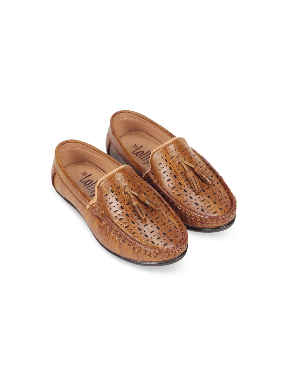 

Lil Lollipop Boys Tan Textured Loafers