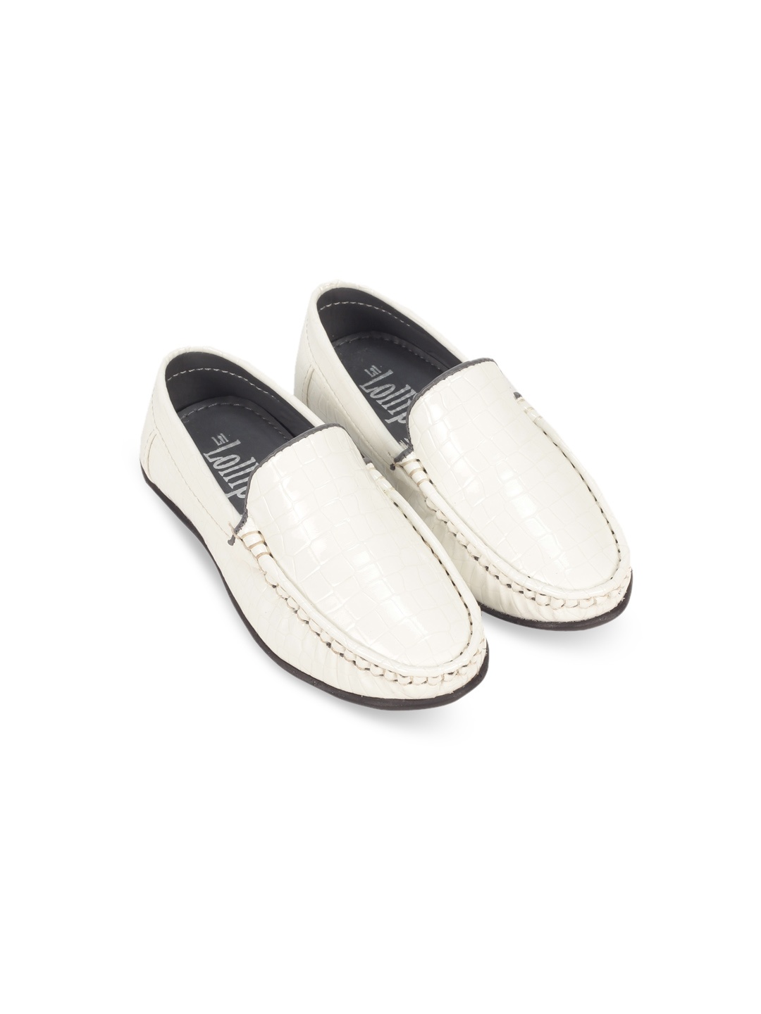 

Lil Lollipop Boys White Textured Loafers