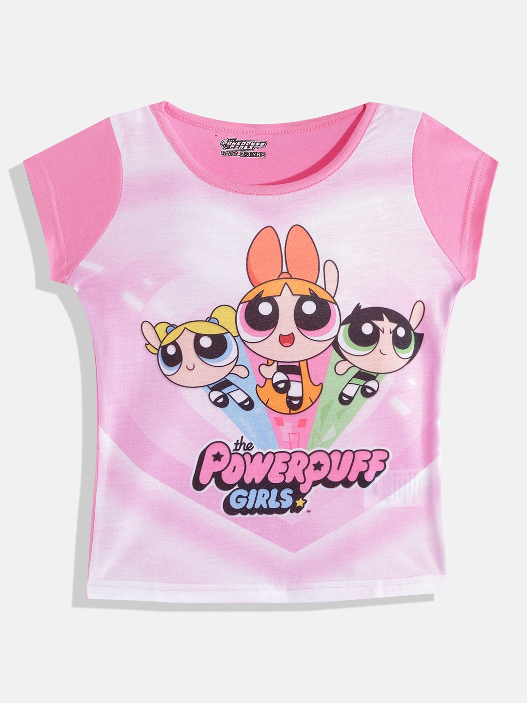 

Eteenz Girls Pink & Blue Powerpuff Girls Print T-shirt