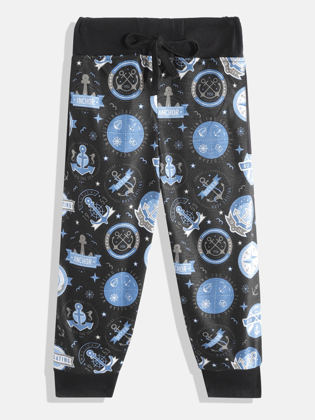 

Eteenz Boys Black & Blue Printed Joggers