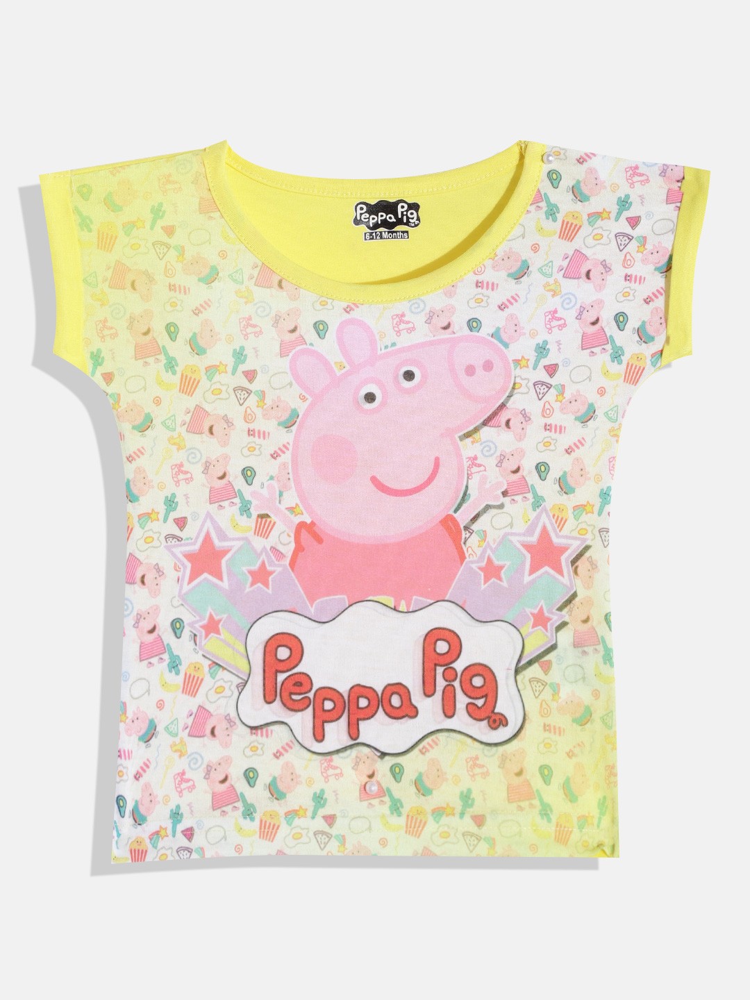 

Eteenz Girls Yellow & Pink Peppa Pig Printed T-shirt