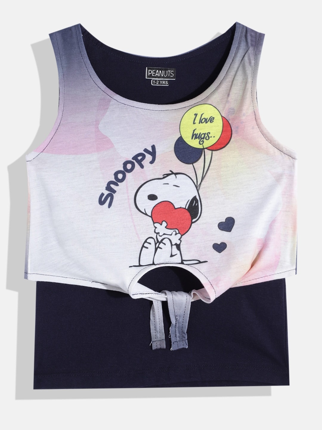 

Eteenz Girls Navy Blue & White Snoopy Print Sleeveless Top