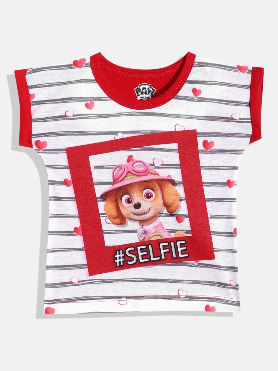

Eteenz Girls Red & White Paw Patrol Printed T-shirt