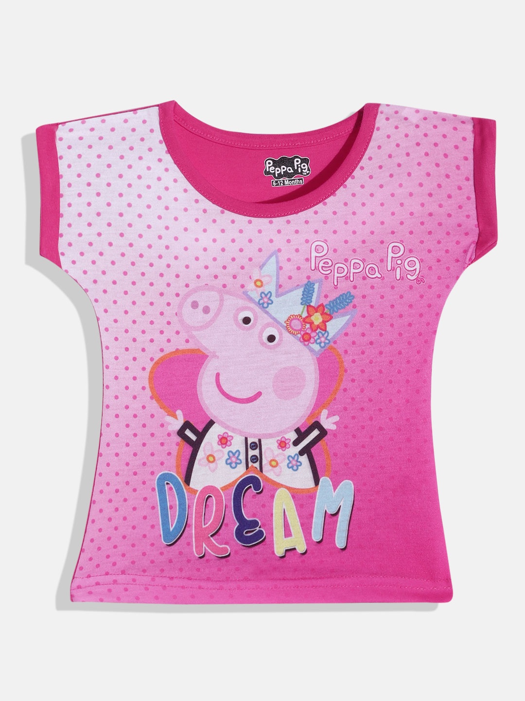 

Eteenz Girls Fuchsia & Blue Peppa Pig Printed T-shirt