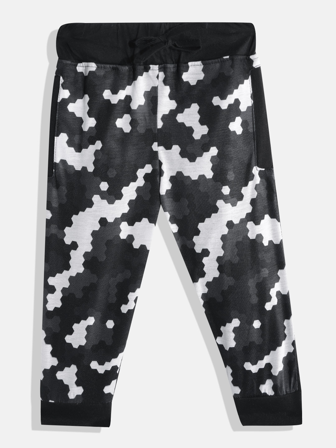 

Eteenz Boys Black & White Printed Joggers