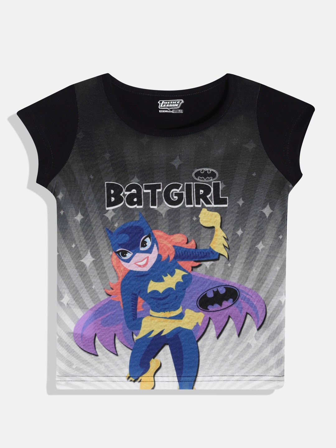 

Eteenz Girls Black & Blue Batgirl Graphic Printed Pure Cotton T-shirt