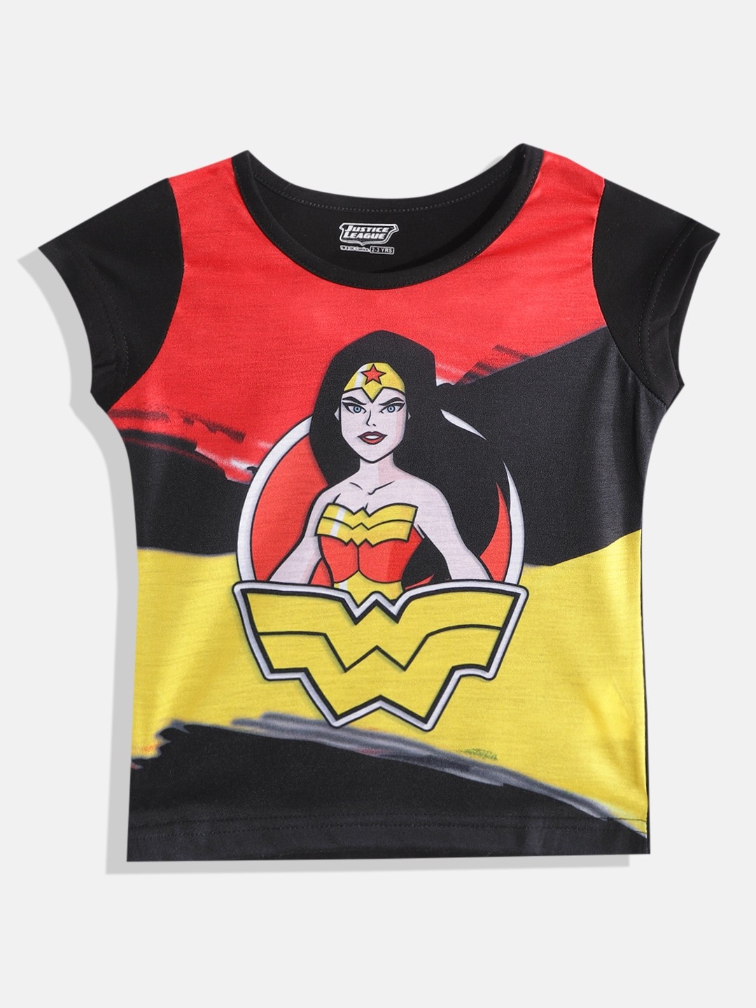 

Eteenz Infact Girls Black & Red Wonder Woman Print T-shirt