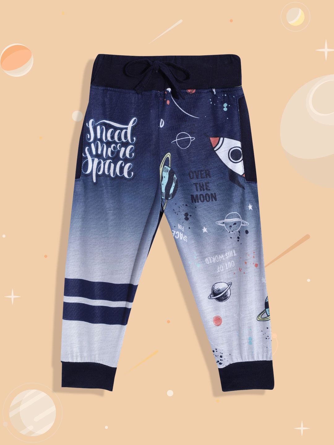 

Eteenz Boys Navy Blue Graphic Printed Joggers