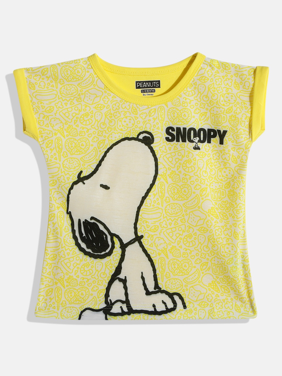 

Eteenz Infant Girls Yellow Snoopy Printed Pure Cotton Top