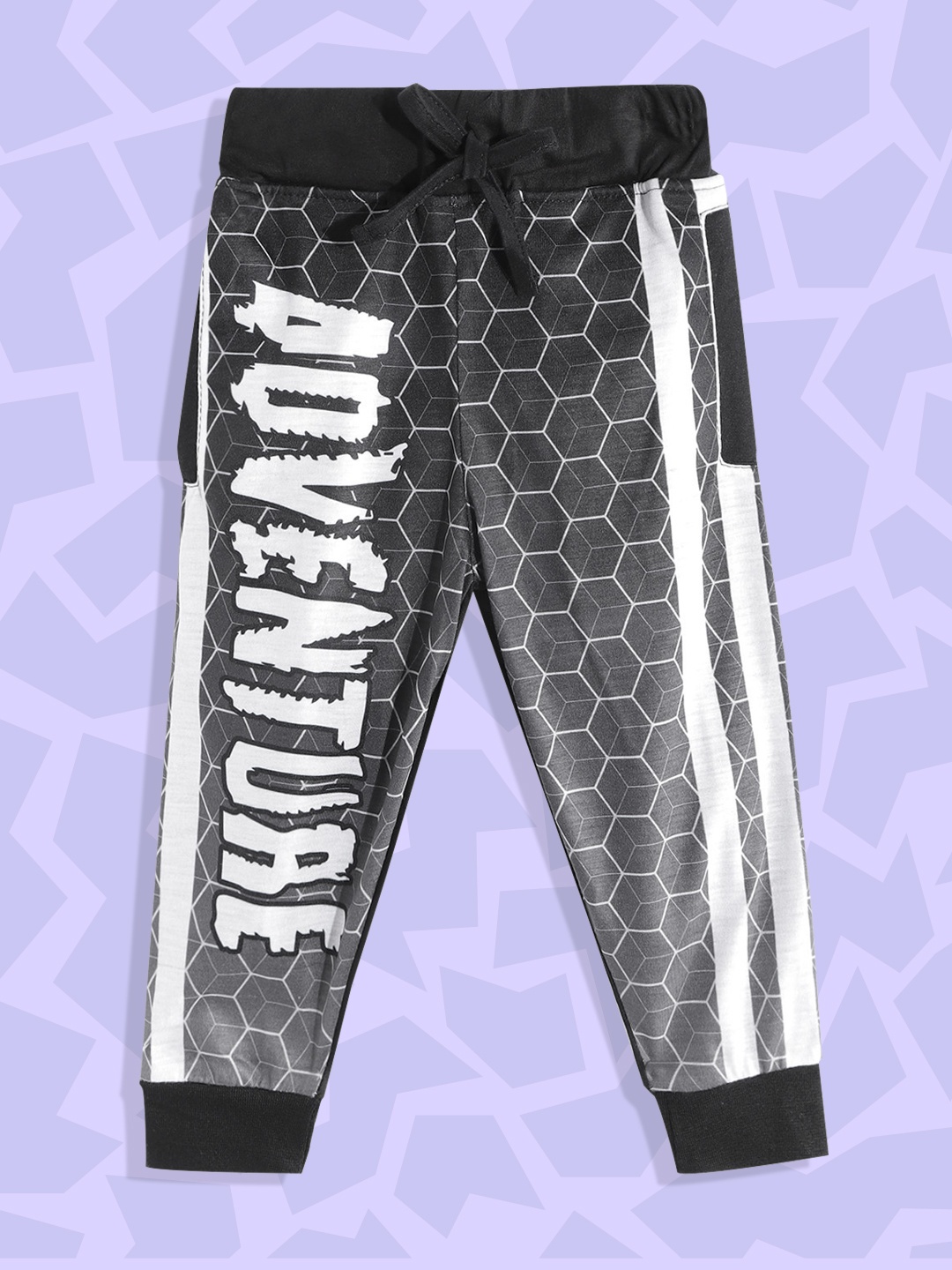 

Eteenz Boys Black & White Printed Joggers