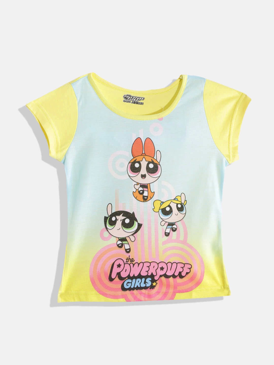 

Eteenz Girls Mint Green & Yellow Powerpuff Girl Print T-shirt, Sea green