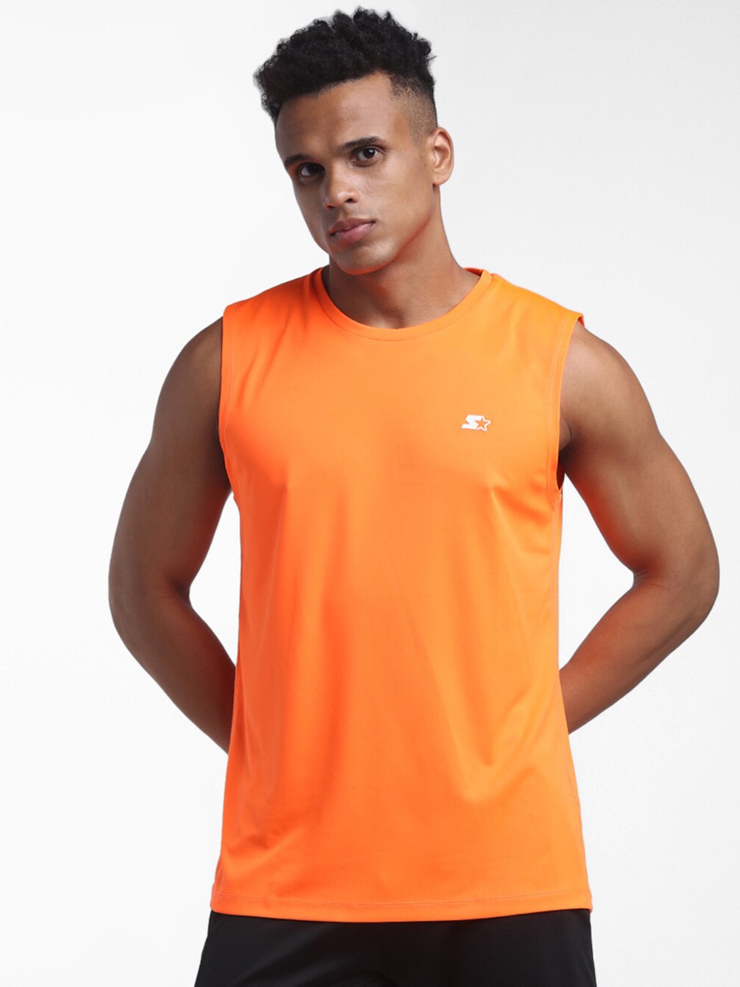 

STARTER Men Orange Solid Tank Vests