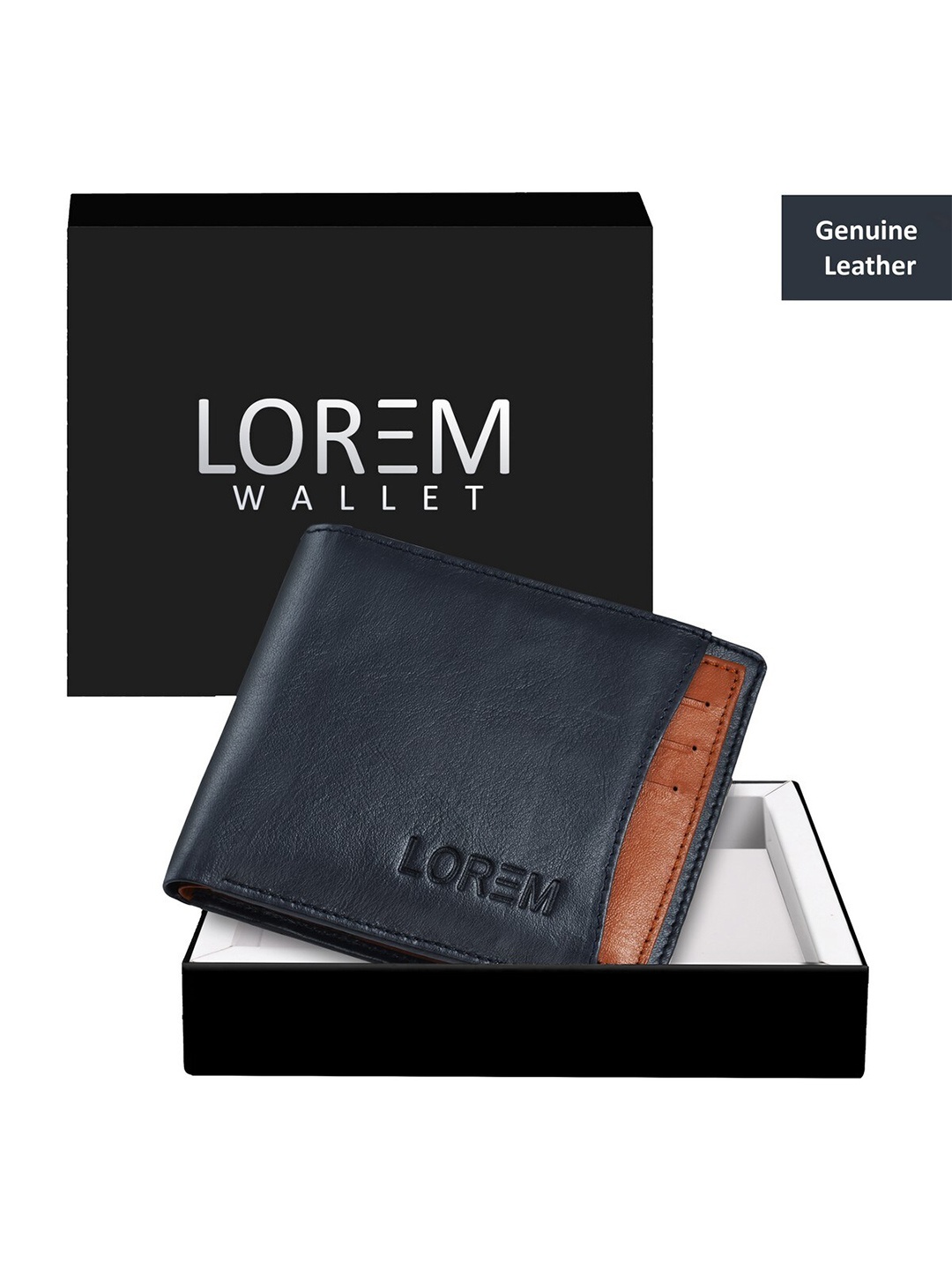 

LOREM Men Blue & Brown Textured Leather Two Fold Wallet