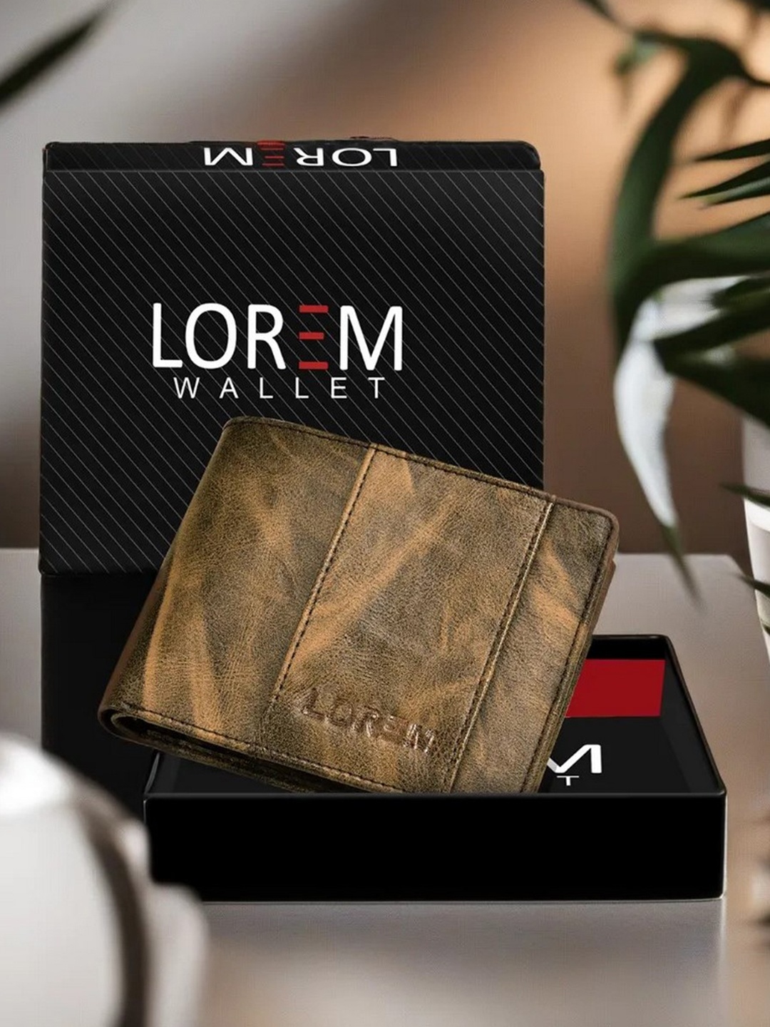 

LOREM Men Brown Textured Two Fold Wallet